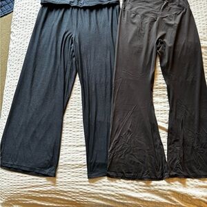 Old Navy Black and Dark Grey Wide-Leg athleisure pants